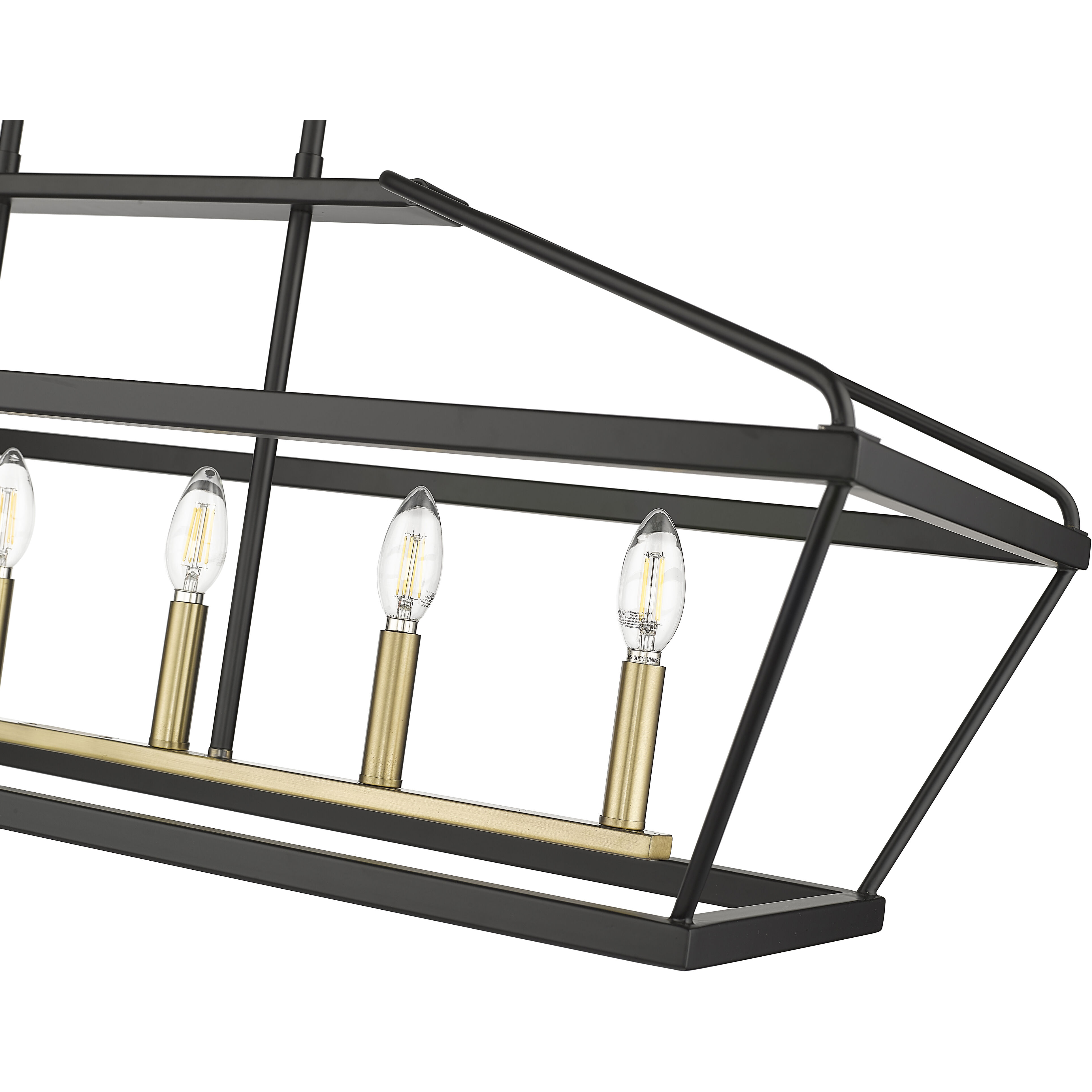 Surrey 6 Light 42 inch Matte Black/Vintage Brass Linear Chandelier Ceiling Light